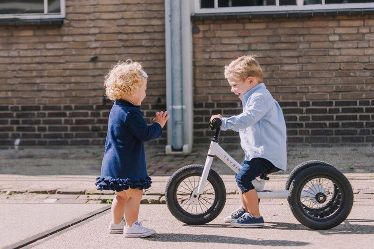 TRYBIKE | STEEL 2-IN-1 TRICYCLE & BALANCE BIKE - WHITE WITH HANDLEBAR BASKET by TRYBIKE - The Playful Collective