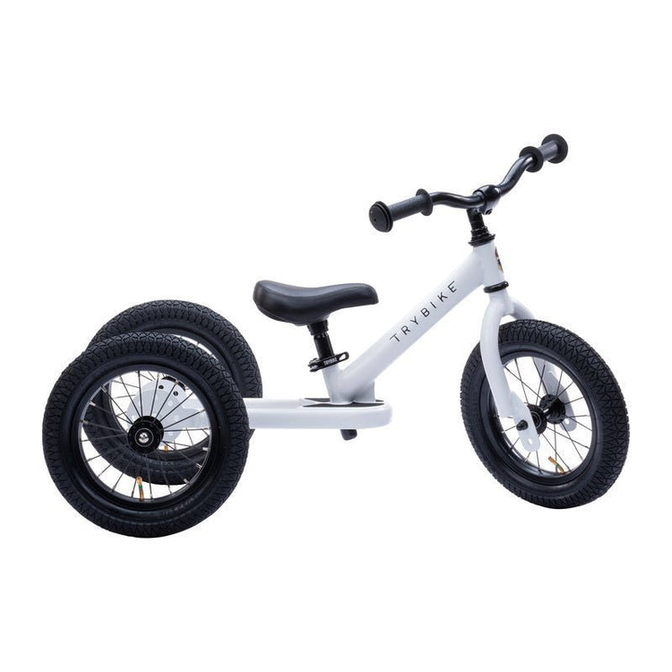 TRYBIKE | STEEL 2-IN-1 TRICYCLE & BALANCE BIKE - WHITE WITH HANDLEBAR BASKET by TRYBIKE - The Playful Collective