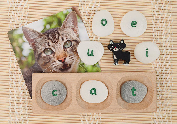 YELLOW DOOR | 3 - PEBBLE WORD BUILDING SET WITH 6 TRAYS by YELLOW DOOR - The Playful Collective