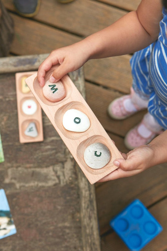 YELLOW DOOR | 3 - PEBBLE WORD BUILDING SET WITH 6 TRAYS by YELLOW DOOR - The Playful Collective