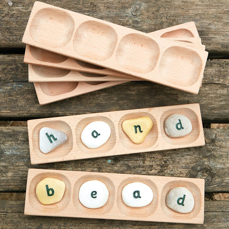 YELLOW DOOR | 4 - PEBBLE WORD BUILDING SET WITH 6 TRAYS by YELLOW DOOR - The Playful Collective