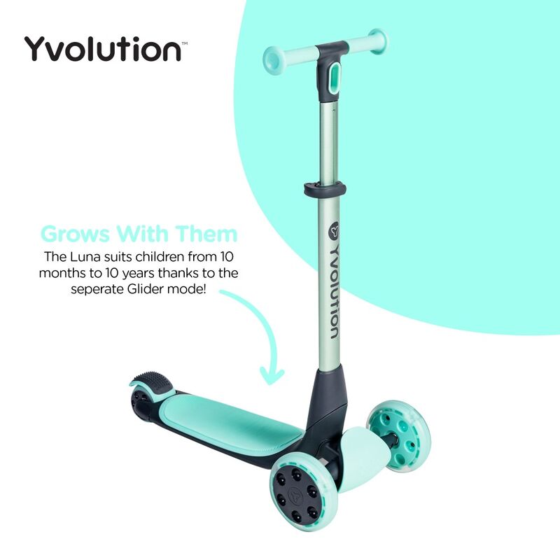YVOLUTION | GLIDER LUNA 5 - in - 1 SCOOTER & RIDE ON - GREEN GLIDER by YVOLUTION - The Playful Collective