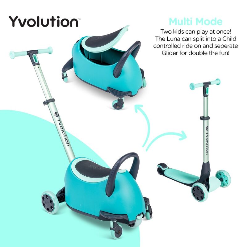 YVOLUTION | GLIDER LUNA 5 - in - 1 SCOOTER & RIDE ON - GREEN GLIDER by YVOLUTION - The Playful Collective