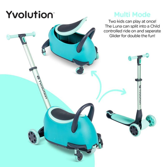 YVOLUTION | GLIDER LUNA 5 - in - 1 SCOOTER & RIDE ON - GREEN GLIDER by YVOLUTION - The Playful Collective