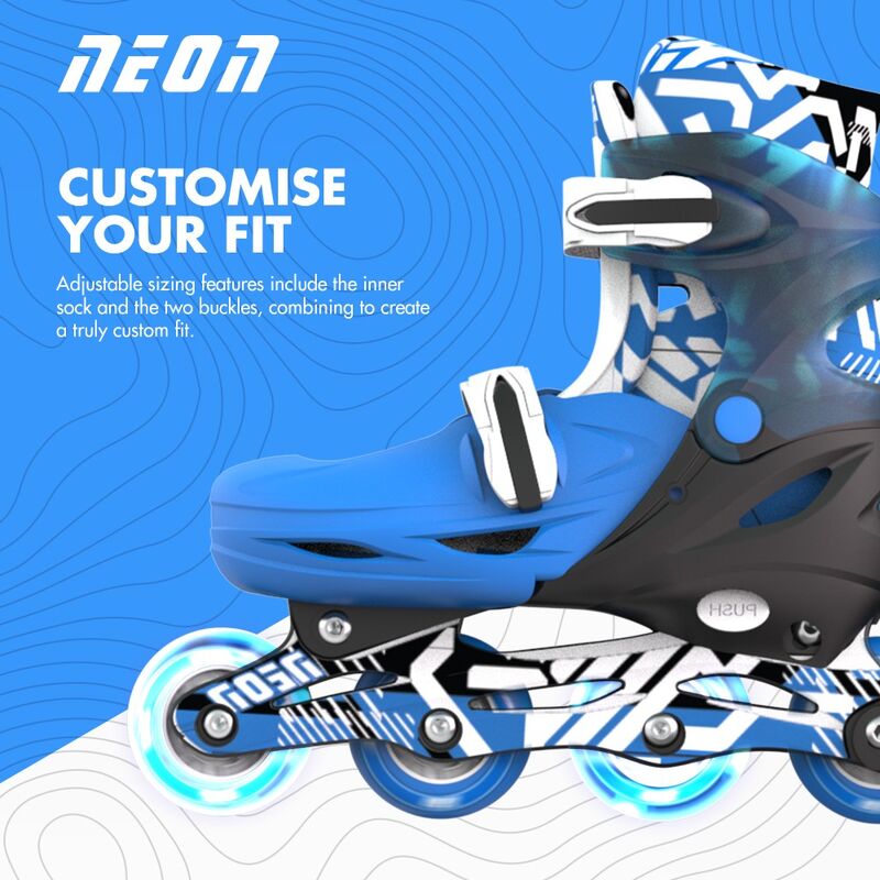 YVOLUTION | KIDS NEON COMBO SKATES (SIZE 3 - 6) - GOTEKI BLUE SKATES ONLY by YVOLUTION - The Playful Collective