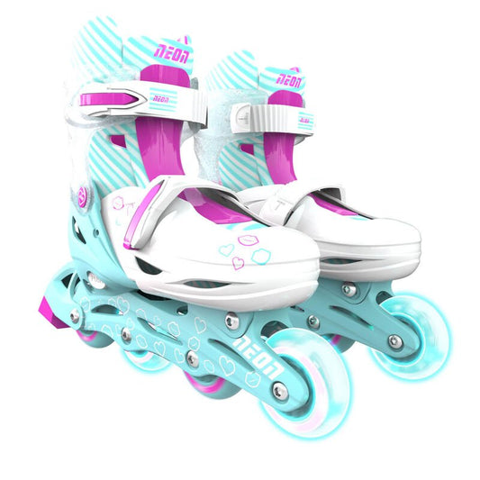 YVOLUTION | KIDS NEON INLINE SKATES (SIZE 3 - 6) - TEAL & PINK SKATES ONLY by YVOLUTION - The Playful Collective