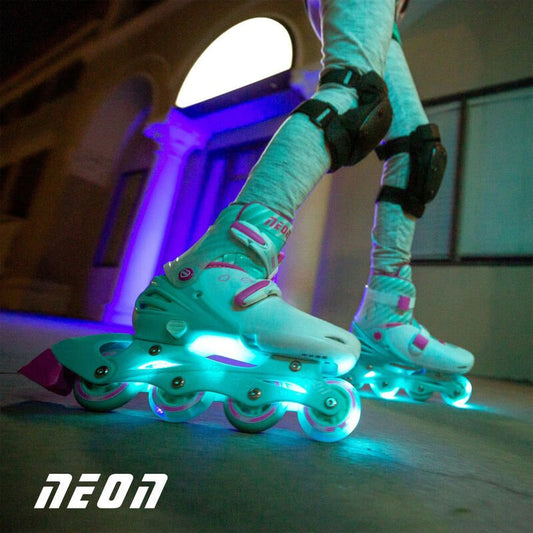 YVOLUTION | KIDS NEON INLINE SKATES (SIZE 3 - 6) - TEAL & PINK SKATES ONLY by YVOLUTION - The Playful Collective