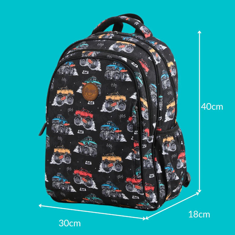 ALIMASY | MIDSIZE KIDS BACKPACK - MONSTER TRUCKS by ALIMASY - The Playful Collective