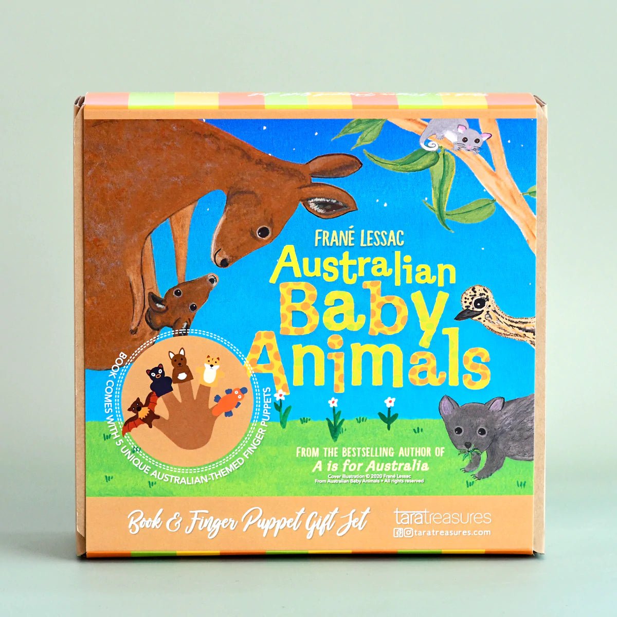 AUSTRALIAN BABY ANIMALS BY FRANÉ LESSAC - BOOK & FINGER PUPPET SET by TARA TREASURES - The Playful Collective
