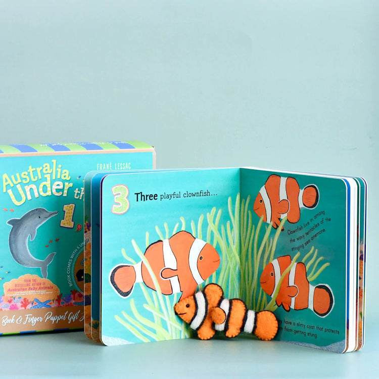 AUSTRALIAN UNDER THE SEA 1, 2, 3 BY FRANÉ LESSAC - BOOK & FINGER PUPPET SET by TARA TREASURES - The Playful Collective