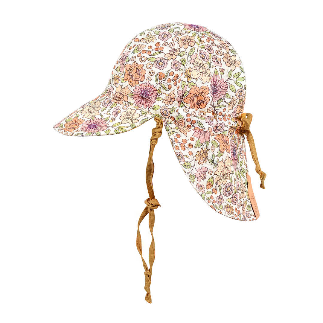 BABY 'LOUNGER' REVERSIBLE FLAP SUN HAT - MATILDA / MAIZE 6-12 mth / 46 - 50cm / S by BEDHEAD HATS - The Playful Collective