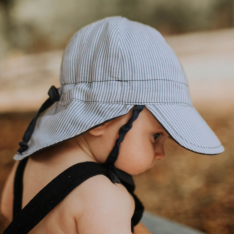 BABY REVERSIBLE FLAP SUN HAT - CHARLIE/INDIGO 0-3 mth / 38 - 42cm / XXS by BEDHEAD HATS - The Playful Collective