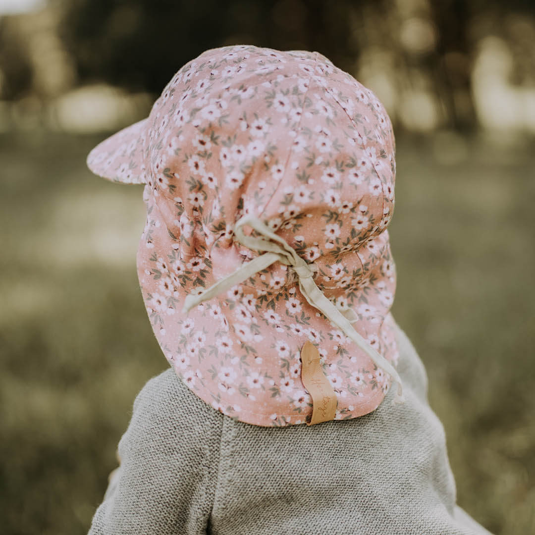 BABY REVERSIBLE FLAP SUN HAT - HEATHER/FLAX 0-3 mth / 38 - 42cm / XXS by BEDHEAD HATS - The Playful Collective