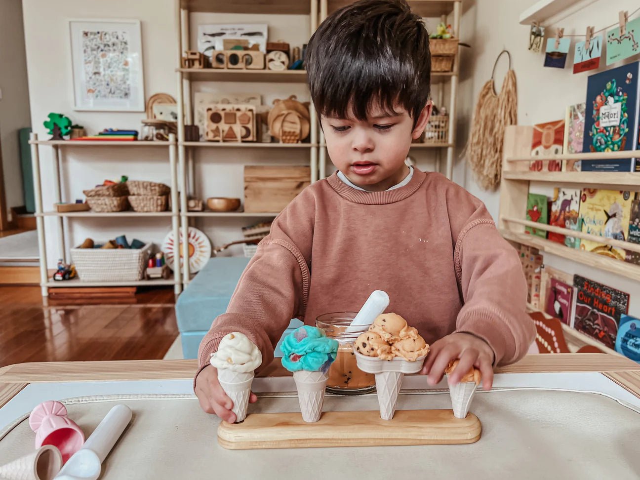 BEADIE BUG PLAY | WOODEN ICE-CREAM CONE HOLDER - 4 HOLE by BEADIE BUG PLAY - The Playful Collective