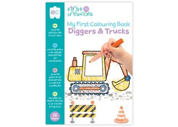 EDUCATIONAL COLOURS | FIRST CREATIONS COLOURING BOOKS Diggers & Trucks by EDUCATIONAL COLOURS - The Playful Collective