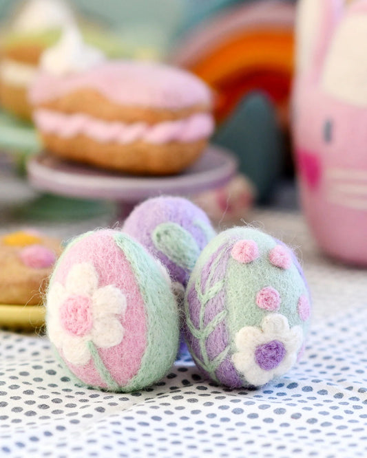 FELT FLORAL EGGS (SET OF 3) by TARA TREASURES - The Playful Collective