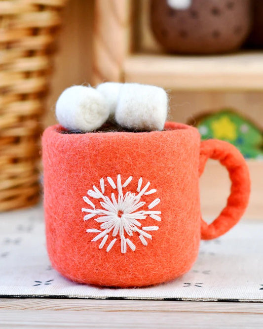 FELT HOT CHOCOLATE CACAO WITH MARSHMALLOWS (RED MUG) by TARA TREASURES - The Playful Collective