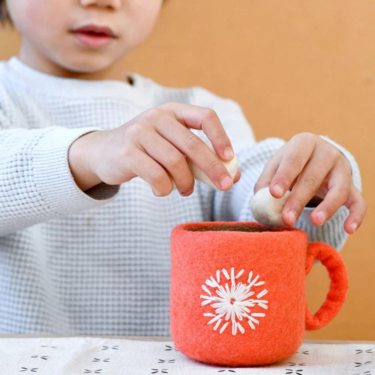 FELT HOT CHOCOLATE CACAO WITH MARSHMALLOWS (RED MUG) by TARA TREASURES - The Playful Collective