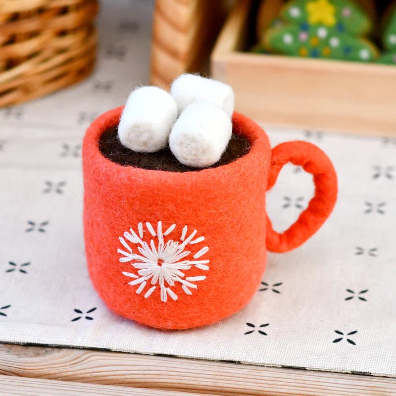 FELT HOT CHOCOLATE CACAO WITH MARSHMALLOWS (RED MUG) by TARA TREASURES - The Playful Collective