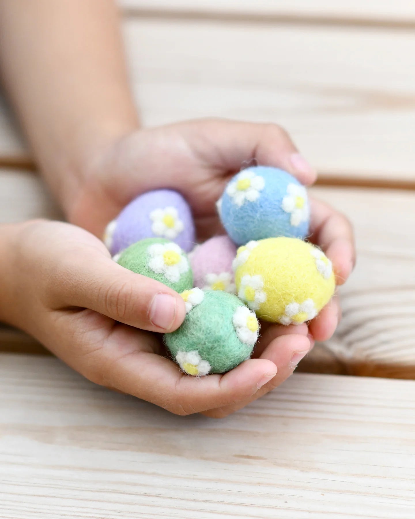 FELT PASTEL EGGS WITH FLOWERS (SET OF 6) by TARA TREASURES - The Playful Collective