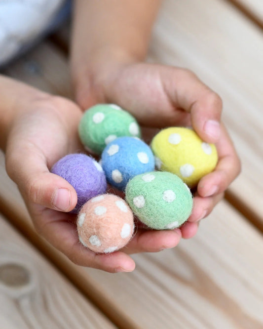 FELT POLKA DOT EGGS (SET OF 6) by TARA TREASURES - The Playful Collective