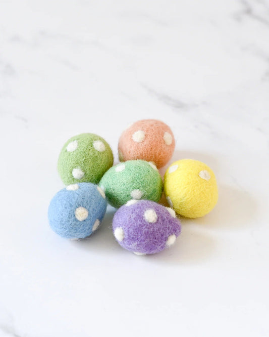 FELT POLKA DOT EGGS (SET OF 6) by TARA TREASURES - The Playful Collective