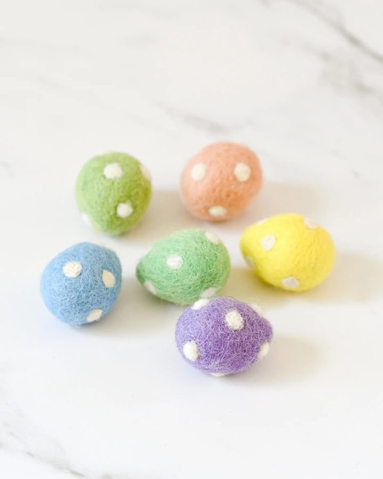 FELT POLKA DOT EGGS (SET OF 6) by TARA TREASURES - The Playful Collective