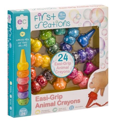 FIRST CREATINS EASI-GRIP ANIMAL CRAYONS SET OF 24 by EDUCATIONAL COLOURS - The Playful Collective