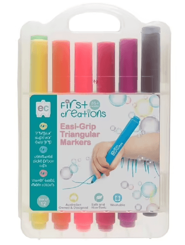 FIRST CREATIONS EASI-GRIP TRIANGULAR MARKERS PACK OF 12 by EDUCATIONAL COLOURS - The Playful Collective