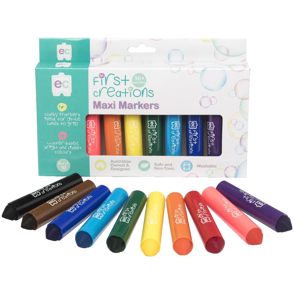 FIRST CREATIONS MAXI MARKERS SET OF 10 by EDUCATIONAL COLOURS - The Playful Collective