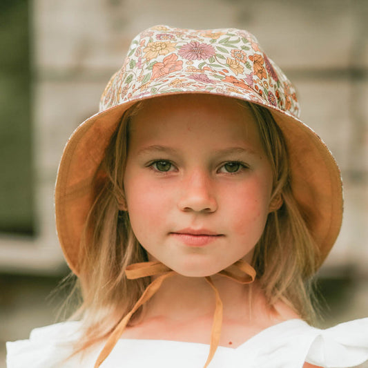 GIRLS 'WANDERER' REVERSIBLE PANELLED BUCKET SUN HAT - MATILDA / MAIZE 1-3 years / 50 - 54cm / M by BEDHEAD HATS - The Playful Collective