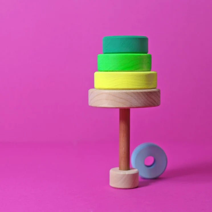GRIMM'S | CONICAL TOWER SMALL - NEON GREEN (2023) *COMING SOON* by GRIMM'S WOODEN TOYS - The Playful Collective