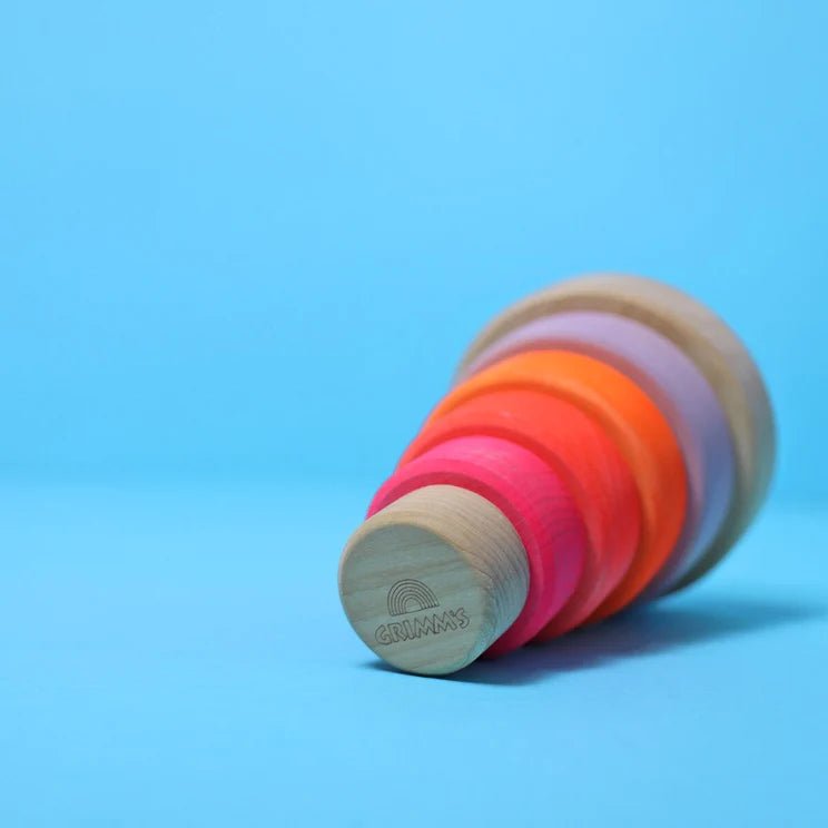 GRIMM'S | CONICAL TOWER SMALL - NEON PINK (2023) *COMING SOON* by GRIMM'S WOODEN TOYS - The Playful Collective