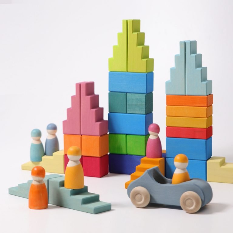 GRIMM'S | STEPPED ROOFS - PASTEL by GRIMM'S WOODEN TOYS - The Playful Collective
