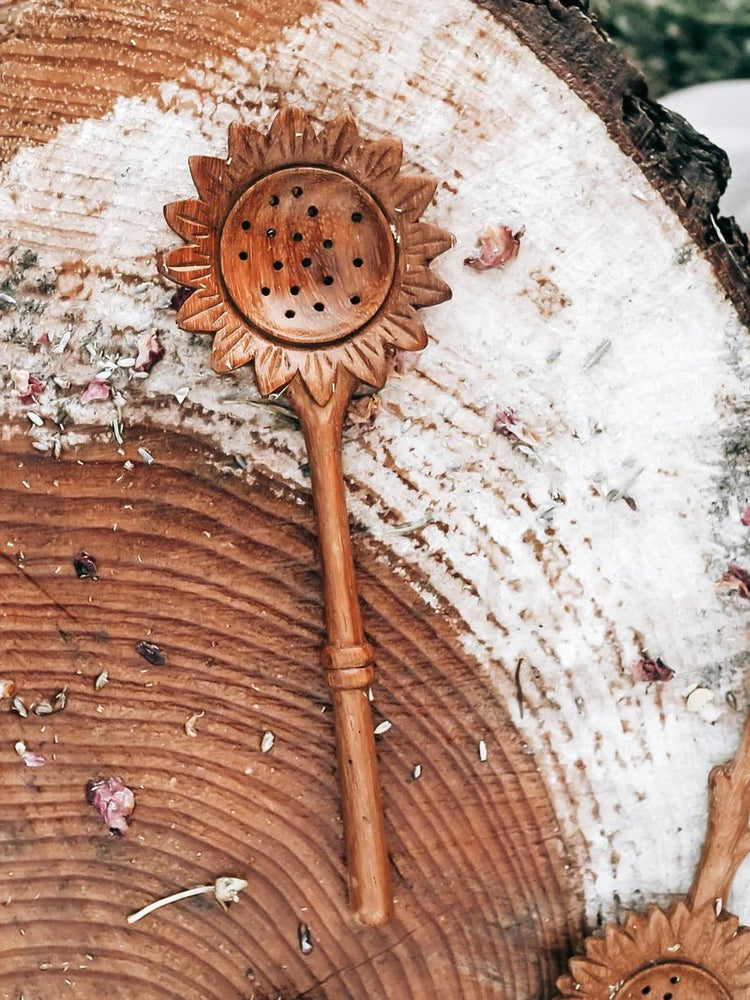 HANDCRAFTED SUNFLOWER SLOTTED SPOON by WILD MOUNTAIN CHILD - The Playful Collective
