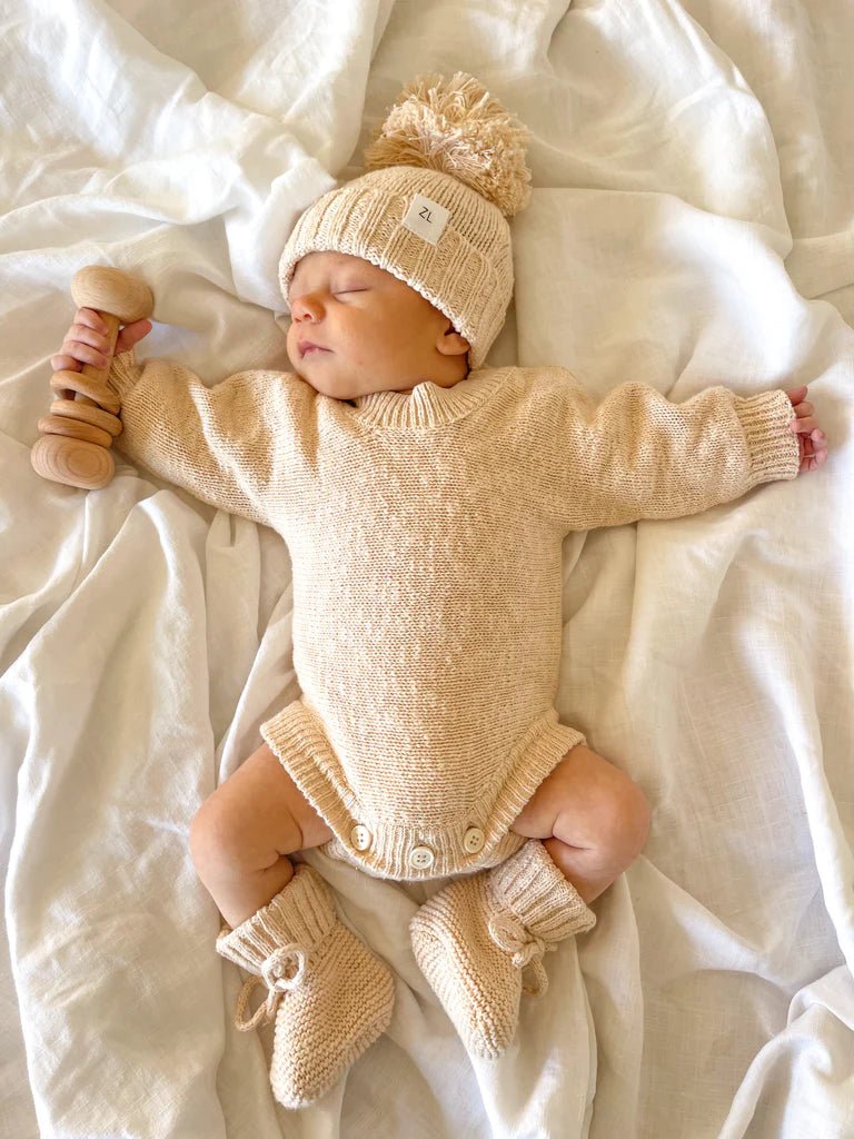 HEIRLOOM ROMPER - CHUNKY TEXTURED - SHELL NB by ZIGGY LOU - The Playful Collective