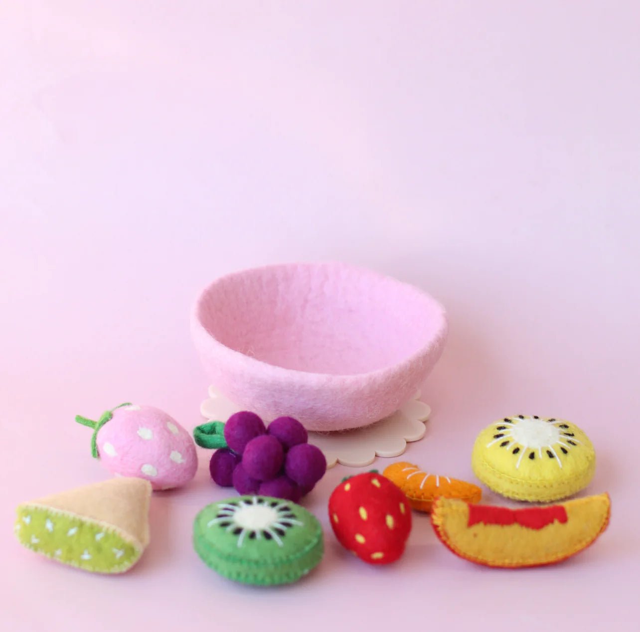 JUNI MOON | TUTTI FRUITY FELT FRUIT SALAD WITH BOWL (9 PIECE SET) Pink Bowl by JUNI MOON - The Playful Collective