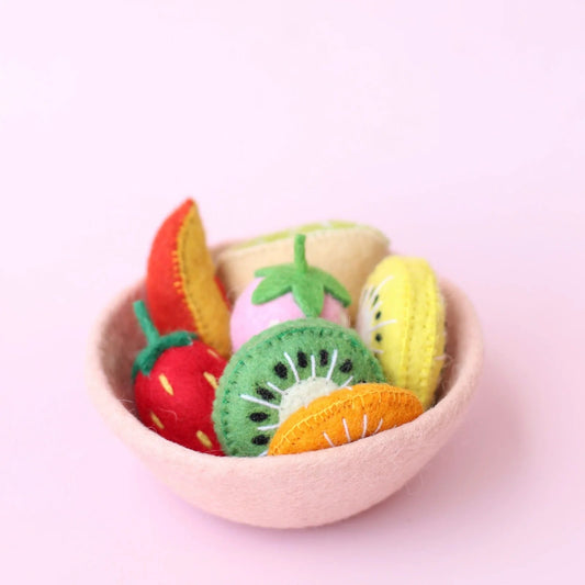 JUNI MOON | TUTTI FRUITY FELT FRUIT SALAD WITH BOWL (9 PIECE SET) Pink Bowl by JUNI MOON - The Playful Collective