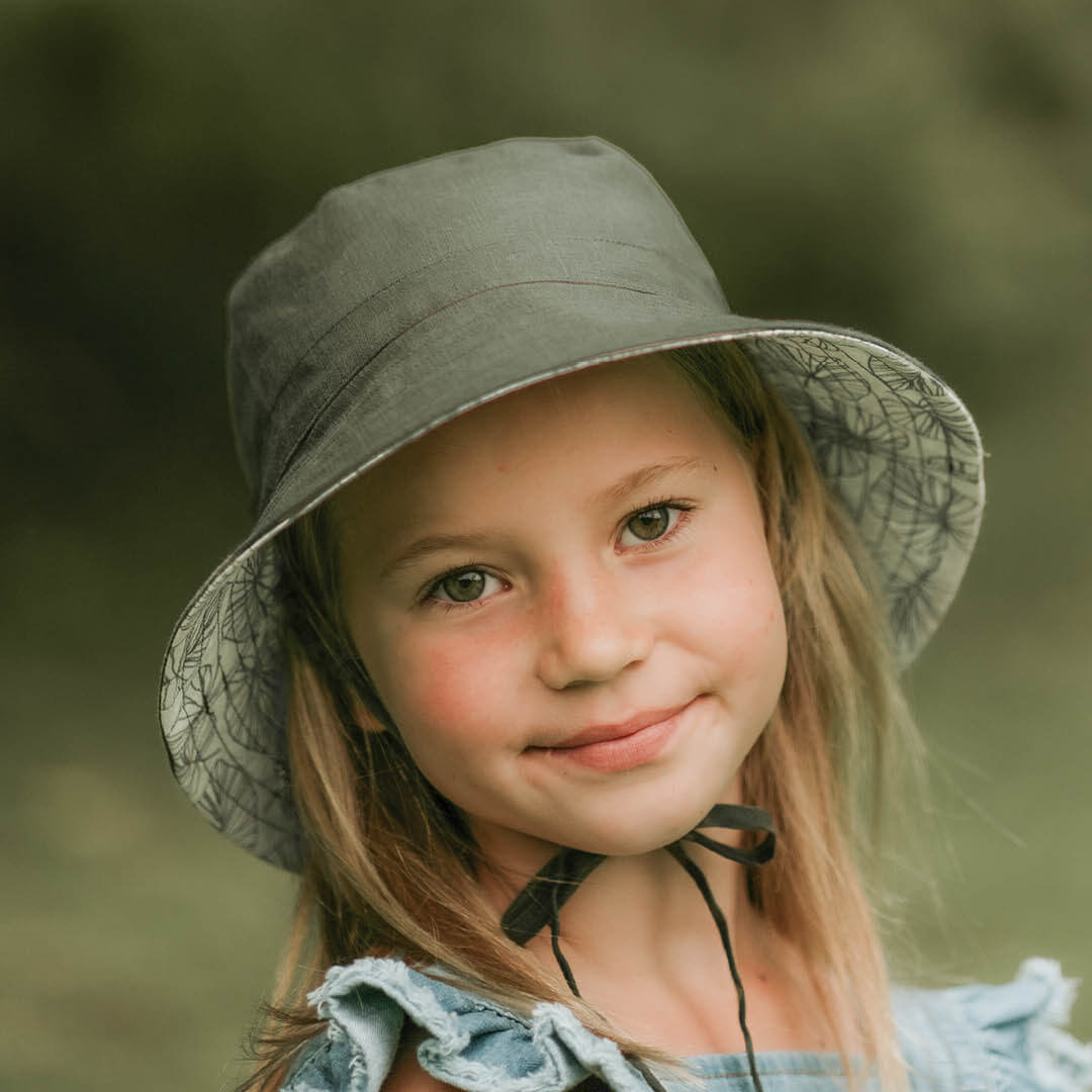 KIDS 'EXPLORER' REVERSIBLE CLASSIC BUCKET SUN HAT - LEAF / MOSS 1-3 years / 50 - 54cm / M by BEDHEAD HATS - The Playful Collective