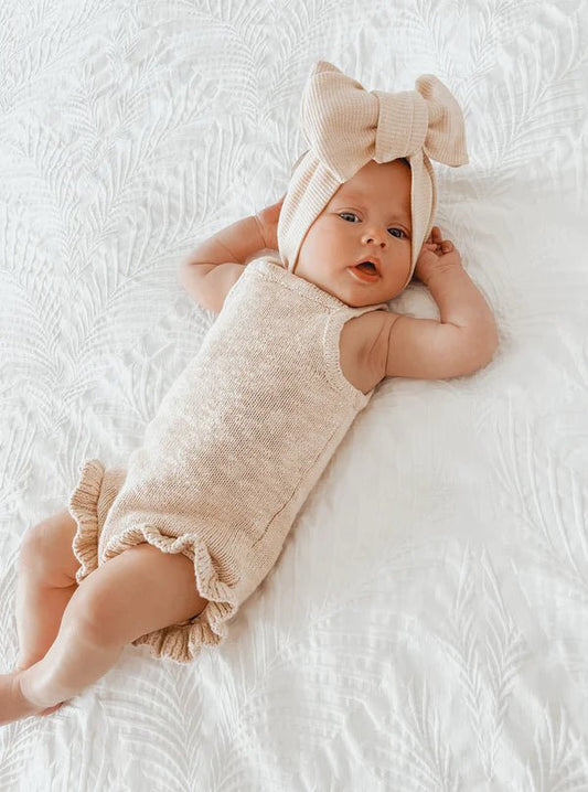 KNITTED FRILL BODYSUIT - SHELL NB by ZIGGY LOU - The Playful Collective