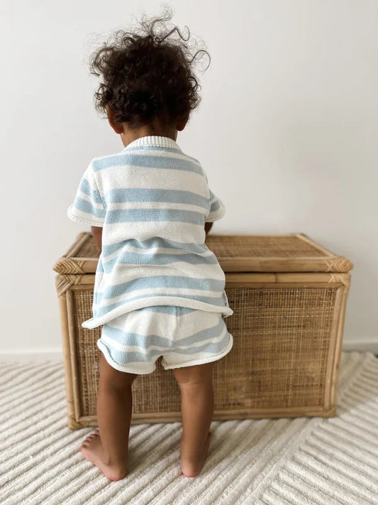 KNITTED SHORTS - CLOUD STRIPES 1Y by ZIGGY LOU - The Playful Collective