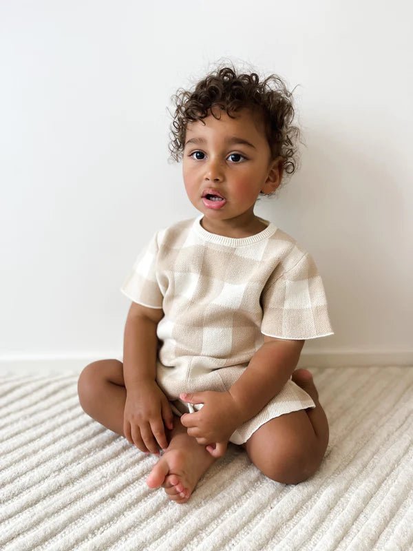 KNITTED TEE - GINGHAM 0-3M by ZIGGY LOU - The Playful Collective