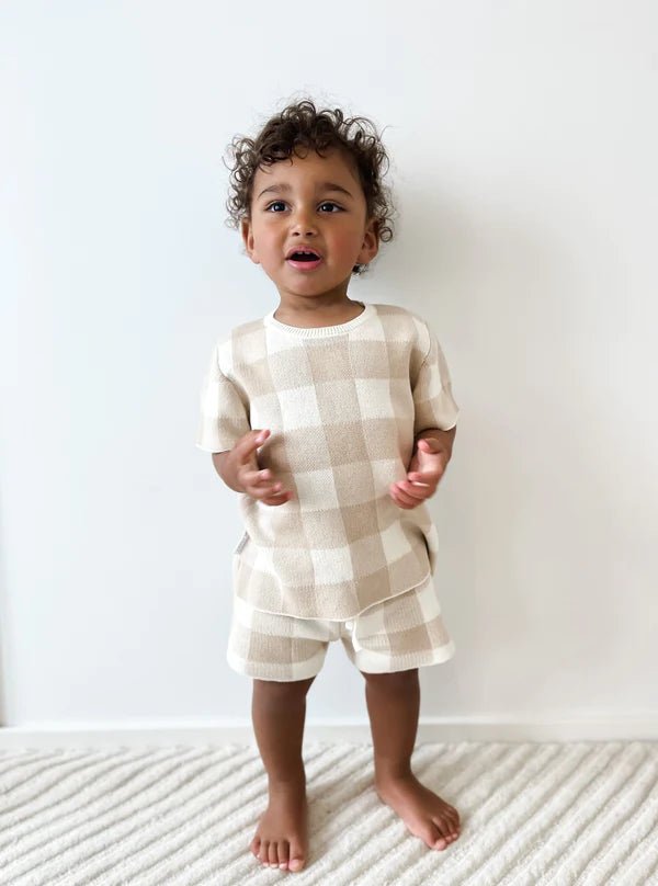 KNITTED TEE - GINGHAM 0-3M by ZIGGY LOU - The Playful Collective