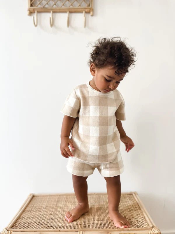 KNITTED TEE - GINGHAM 0-3M by ZIGGY LOU - The Playful Collective