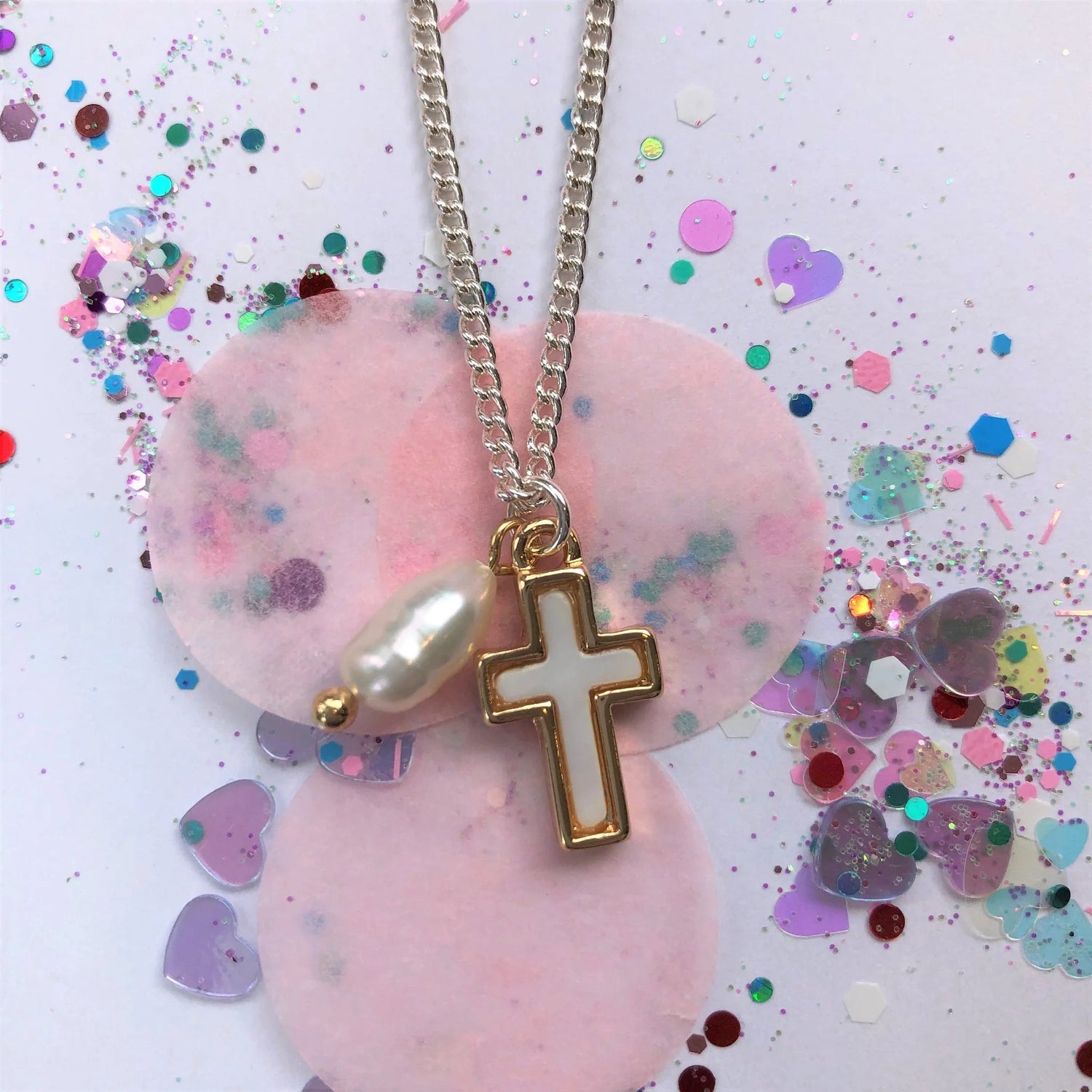 LAUREN HINKLEY | MOTHER OF PEARL CROSS NECKLACE (FRESHWATER PEARL) by LAUREN HINKLEY AUSTRALIA - The Playful Collective