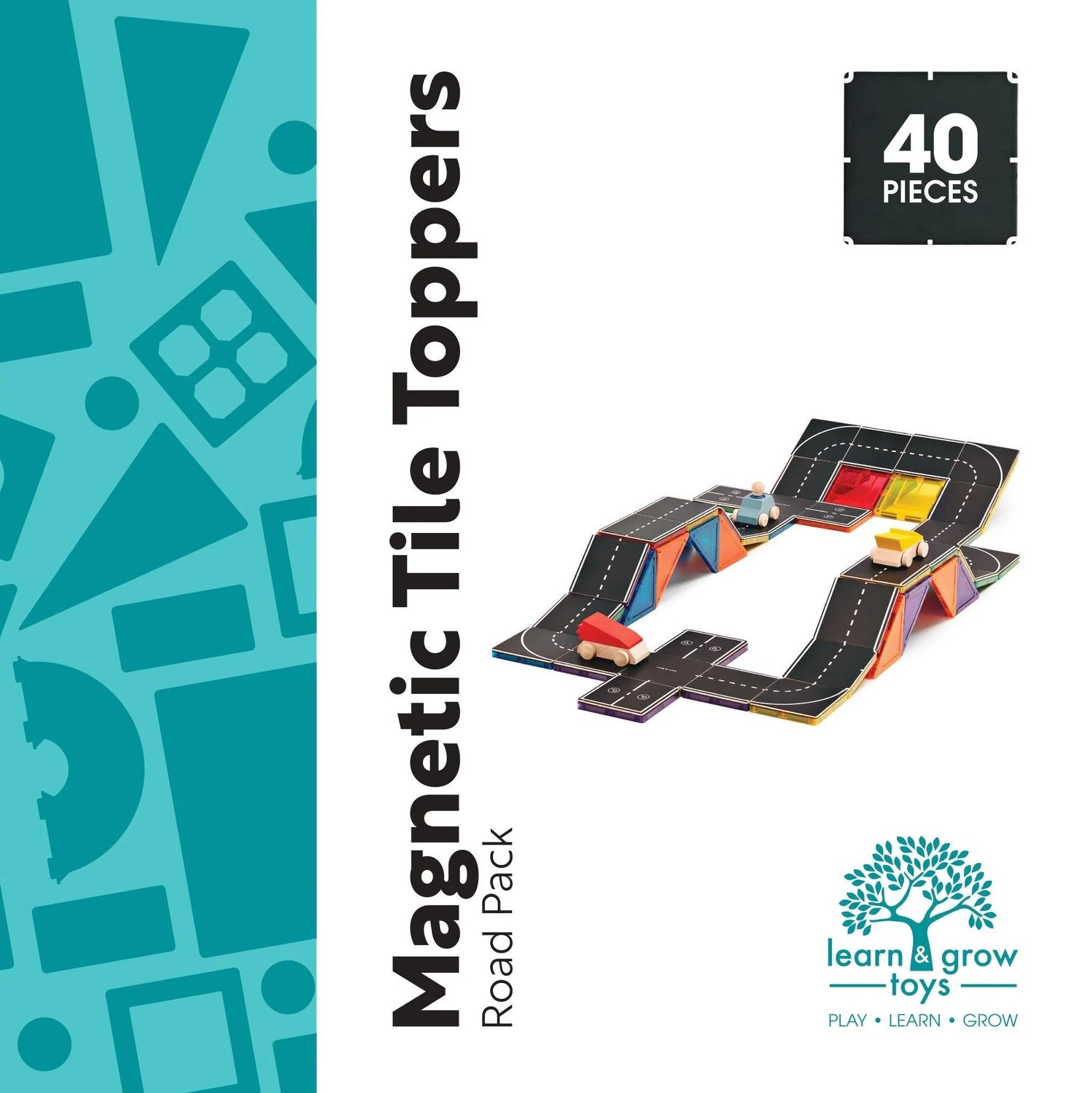 LEARN & GROW | MAGNETIC TILE TOPPER - ROAD PACK (40 PIECE) by LEARN & GROW TOYS - The Playful Collective