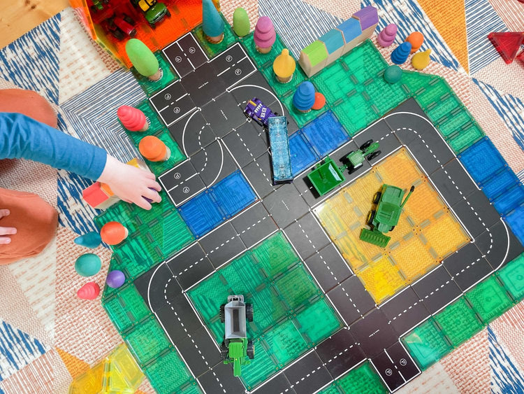 LEARN & GROW MAGNETIC TILE TOPPER - ROAD PACK (40 PIECE) *PRE-ORDER* by LEARN & GROW TOYS - The Playful Collective