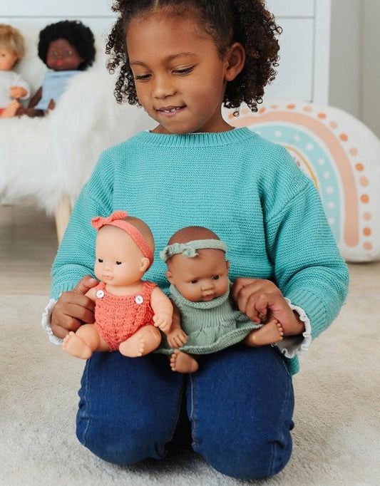 MINILAND EDUCATIONAL DOLLS | 21CM DOLL CLOTHING - ECO KNITTED ROMPER & HAIRBAND SET by MINILAND EDUCATIONAL DOLLS - The Playful Collective