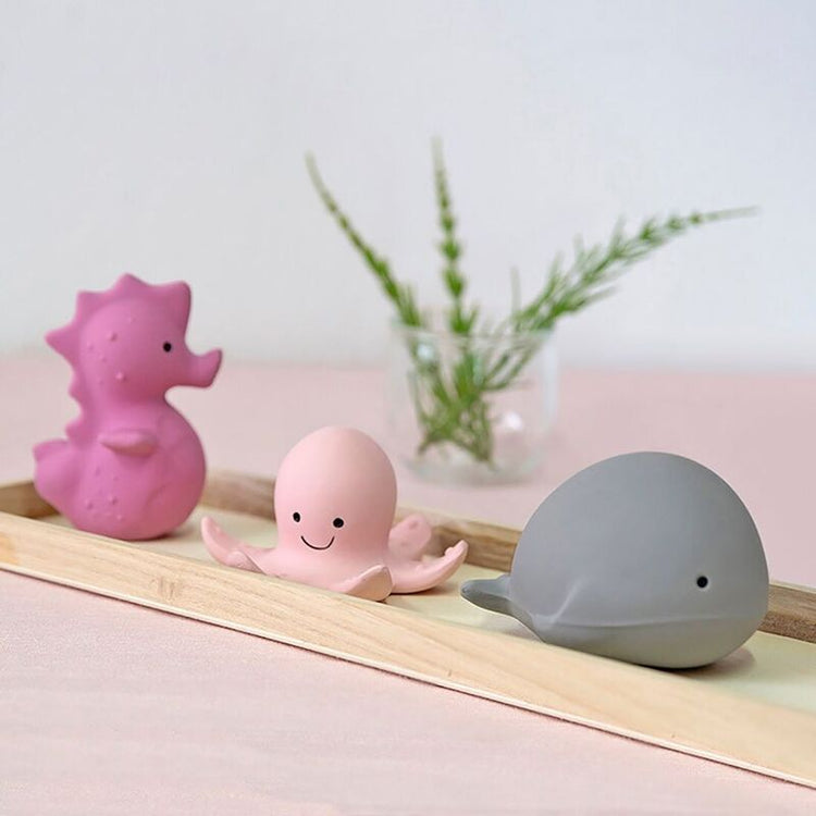 NATURAL RUBBER BABY RATTLE & BATH TOY - OCTOPUS by TIKIRI - The Playful Collective