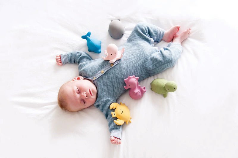 NATURAL RUBBER BABY RATTLE & BATH TOY - WHALE by TIKIRI - The Playful Collective